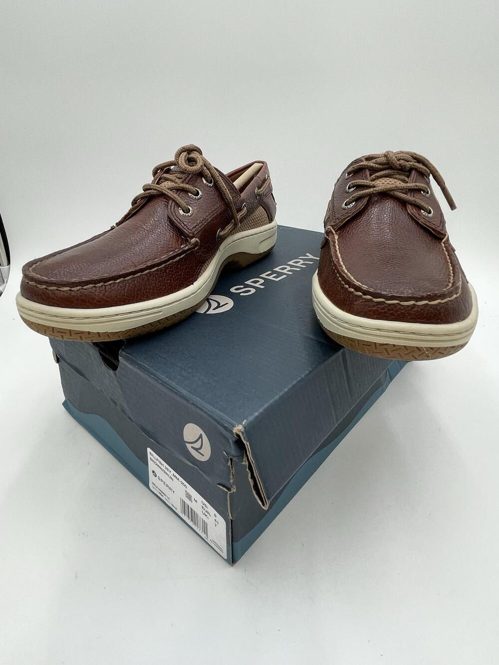 Sperry Billfish 3EY_MM-200 Boat Shoes Mens Brown Leather Slip Resistant Size 8